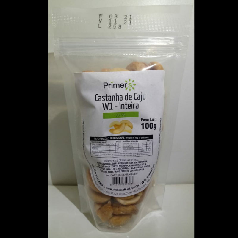 Castanha De Caju W1 - Inteira Sem Sal 100g