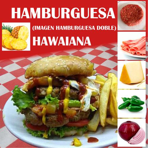 Hawaiana con papas a la francesa.