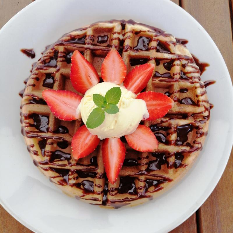 Wafles con helado
