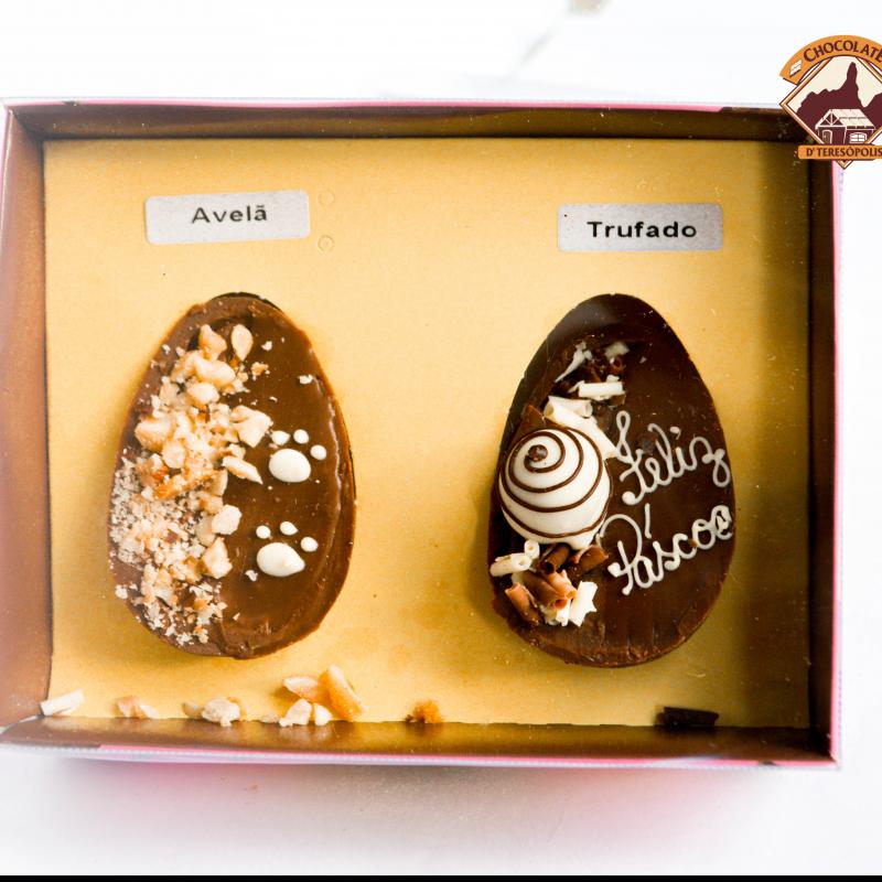 Caixa com Dois Ovos de Ouro de Colher Decorados 40g (cada ovo)