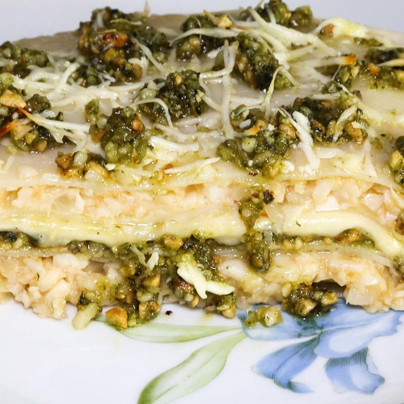 Lasanha de Palmito com Pesto e Queijo