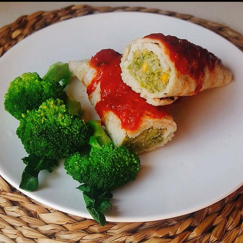 Panqueca saudável vegana de brócolis c/milho s/ trigo