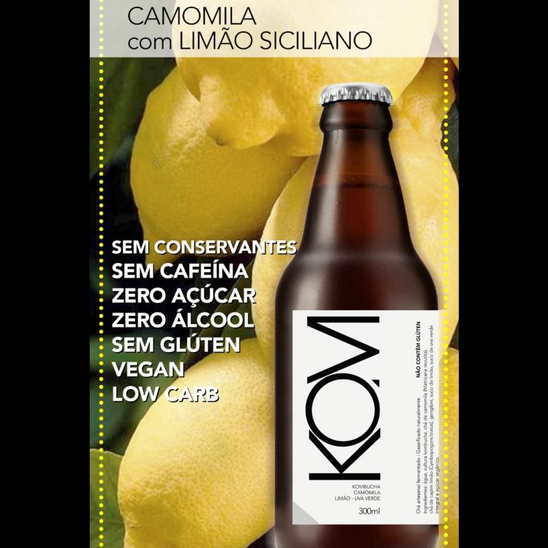 Kombucha(KOM) de Camomila com limão e uva verde 300ml