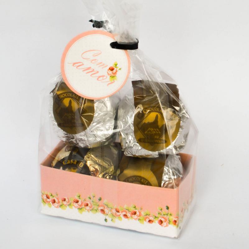 Cestinha Decorativa com 4 trufas (sabores)