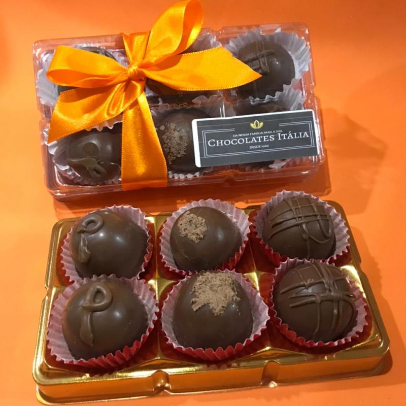 Caixa Rosê/Dourada com 6 trufas (sortidas)
