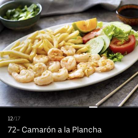 75- Camarón La Plancha Con Mantequilla Ajo y Papas Ensaladas
