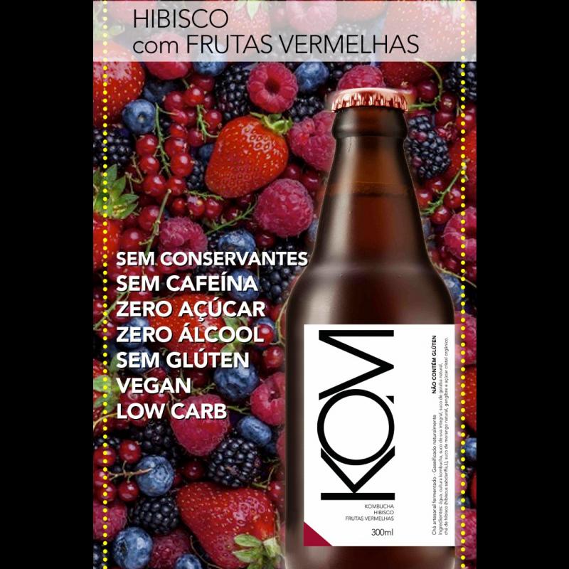 Kombucha (KOM) de Hibisco com Frutas Vermelhas 300ml