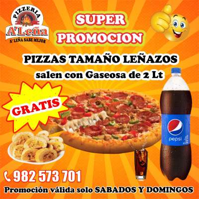 Pizzas tamaño Leñazo Super Pizza