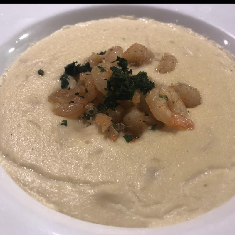 Creme de palmito com camarões