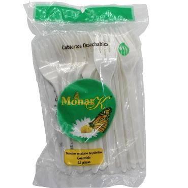 Tenedor mediano de plástico Monark 25 piezas