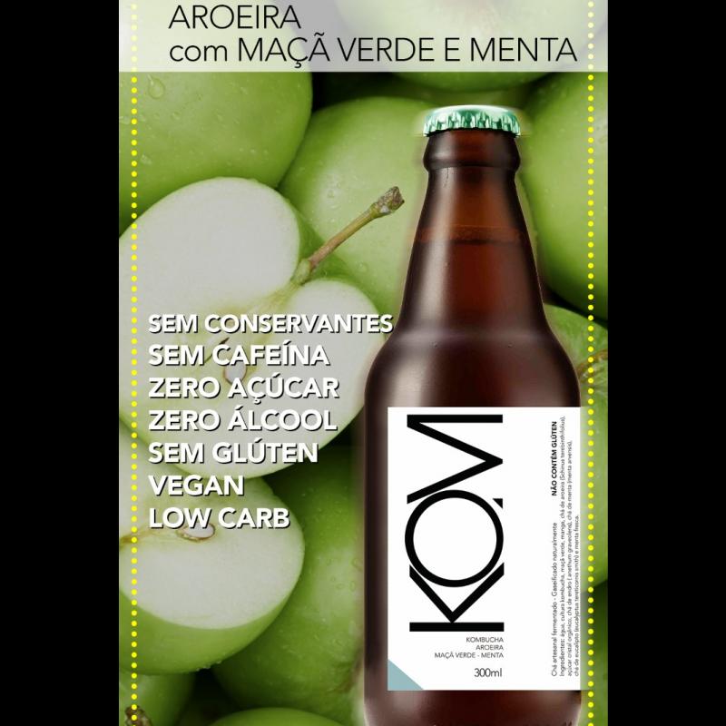Kombucha (KOM) de Aroeira com maçã verde e menta 300ml
