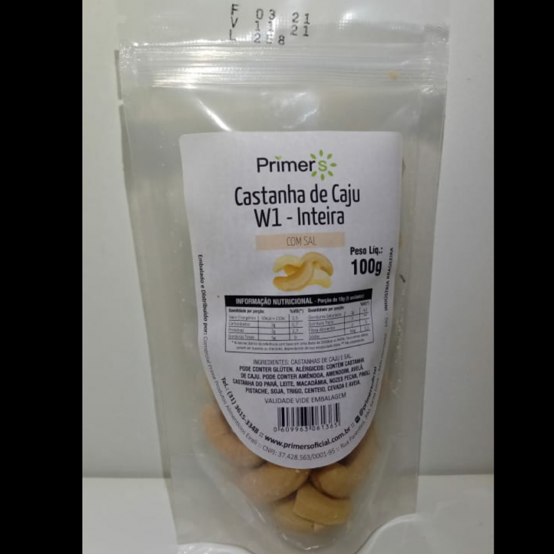 Castanha De Caju W1 - Inteira Com Sal 100g