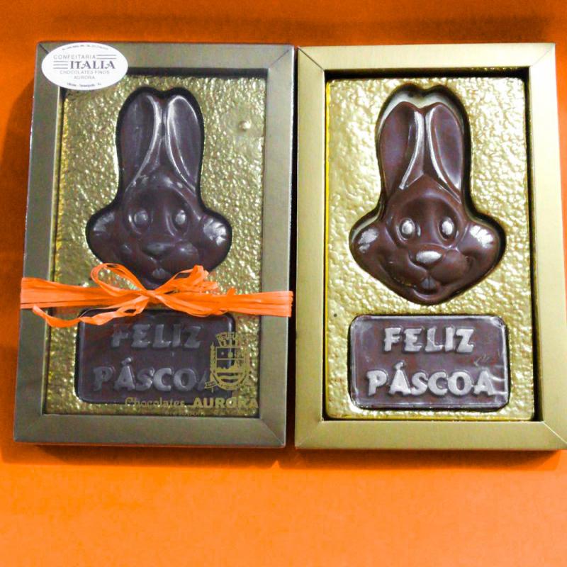 Caixa de Presente Placa Decorada de Chocolate Coelho
