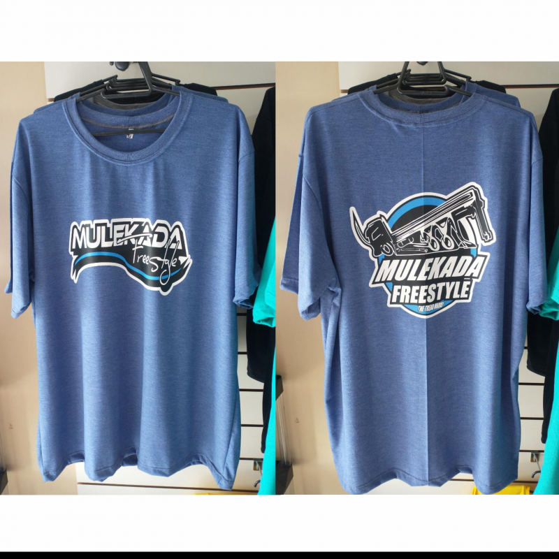 CAMISETA LINHA ARQUEADO AZUL MESCLA COD 40324  R$ 45,00