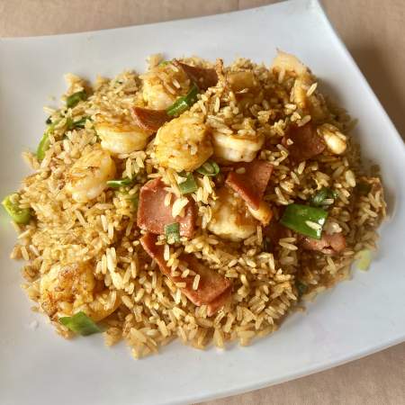 19- Arroz frito con camarón y jamón (entero)