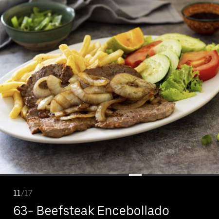63- Beefsteak Encebollado Con Papas Ensaladas