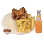 Octavo de pollo asado  papas y arroZ