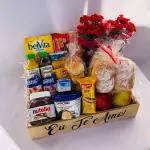 Cesta Café Da Manhã & Tarde Com Flor