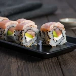 Salmon flameado y salsa pasión 5 pz