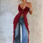 Blusa flecos caídas