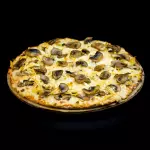 Pizza pollo con champiñones