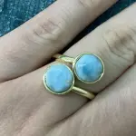 Anillo Dos círculos Larimar Medianos