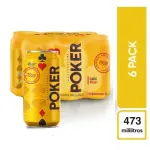 Sixpack Cerveza Poker Laton 473mL