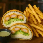 Sushi burger Camarón + papas
