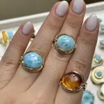 Anillo Oval Larimar o Ámbar