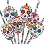 4 Canudos de Papel Caveira Mexicana
