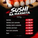 Sushi na marmita salmão com camarão