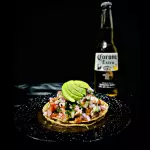 Tostada Ceviche de camarón