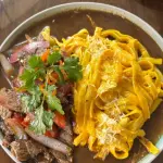Fetuccini a la Huancaina con Lomo