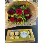 6 rosas vermelhas + ferrero