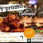 6 alitas + 2 hamburguesas y papas