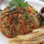 Arroz con carne mechada