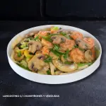 Langostinos CHAMPIÑONES y verduras