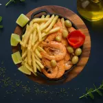 Camarão á paulista com fritas