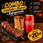 Espetinho+ refrigerante + churros