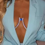 Brallete Plateado piedra azul redond