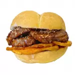 Pan con chicharron en salsa teriyaki