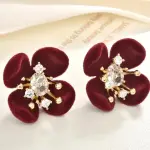 Aros flor terciopelo vino