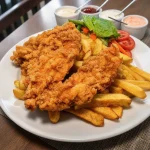 Pollo Broasters papas fritas