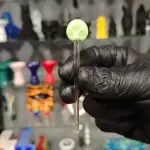 Piteira de Vidro Pirulito Verde 4mm