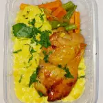Frango assado com creme de milho