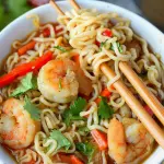 Ramen de Pollo,  Cerdo y Camarones