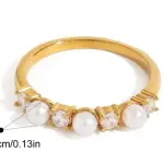 Anillo perlas zircones Chapa Oro 18k