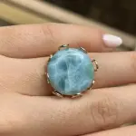 Anillo flor Larimar
