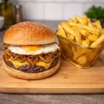 HAMBURGUESA A LO POBRE + papa frita