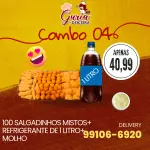 100 salgados + refrigerante 1L